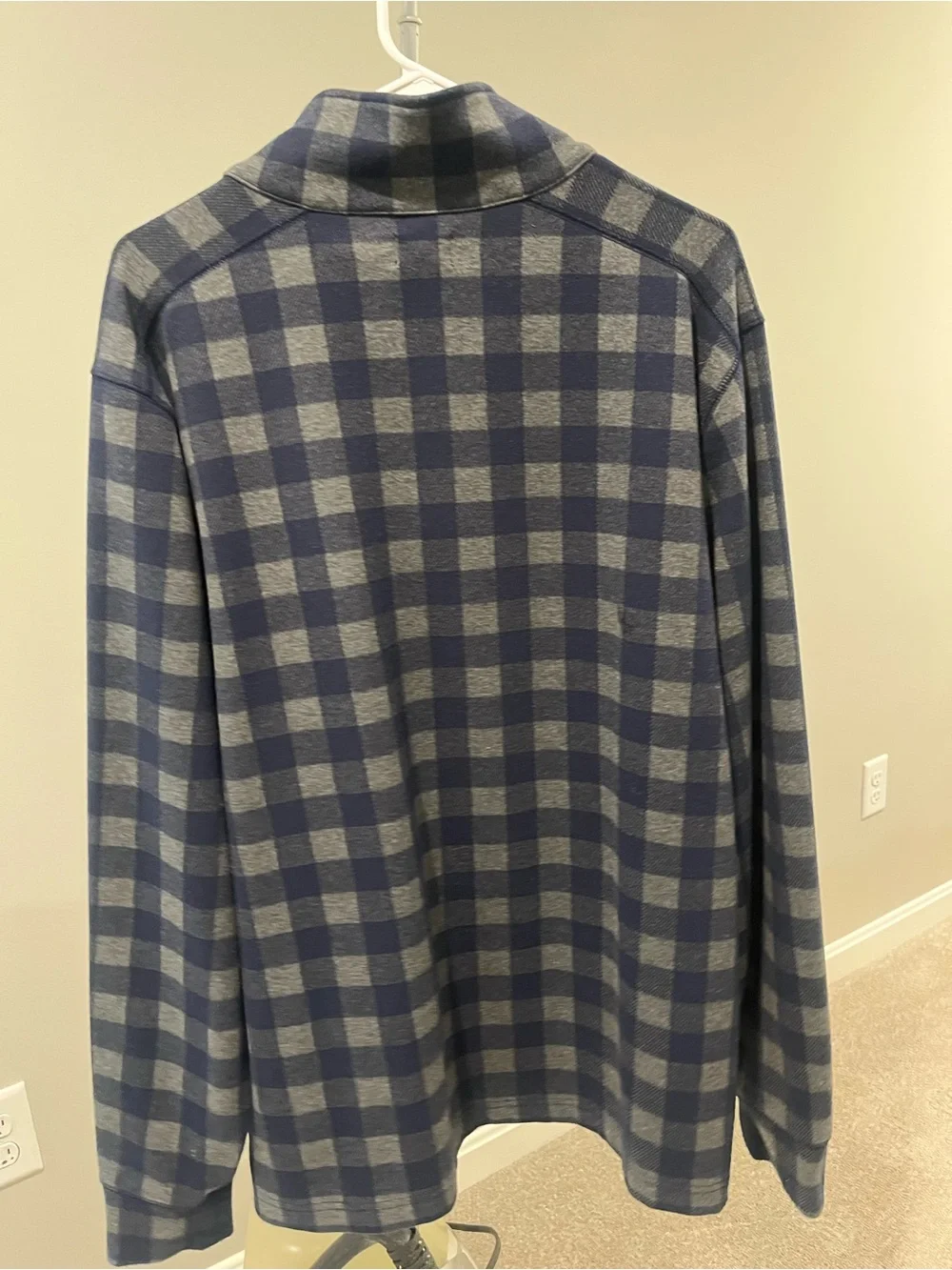 J. Crew Men’s Navy and Gray Check Quarter Zip Sweat Shirt